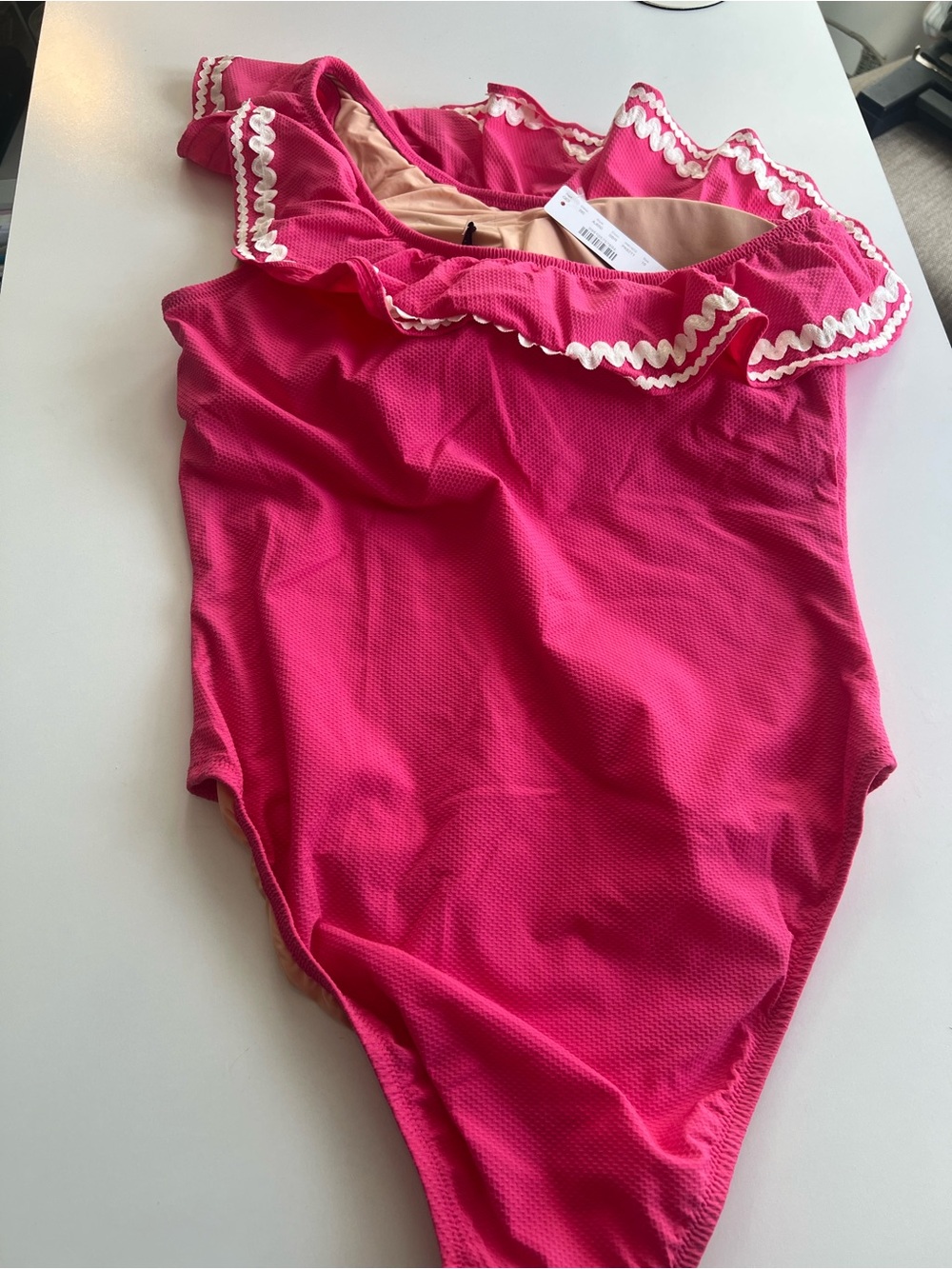 J. Crew Hot Pink Swimwear with White Trim